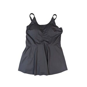 IVEDO Women's Gray Swimsuit Dress Adjustable Strap Size 24W Skirt Plus Swim